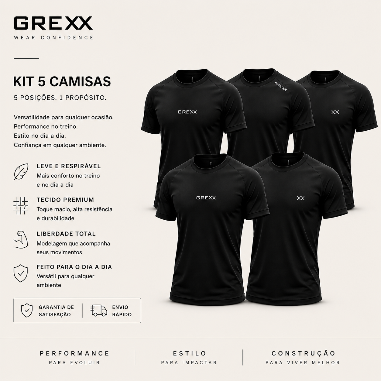 Kit 5 Camisas Dry Fit Ultra