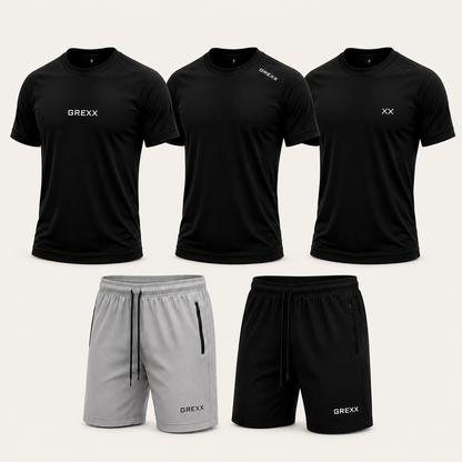 Kit 3 Camisas Dry Fit Ultra + 2 Bermudas