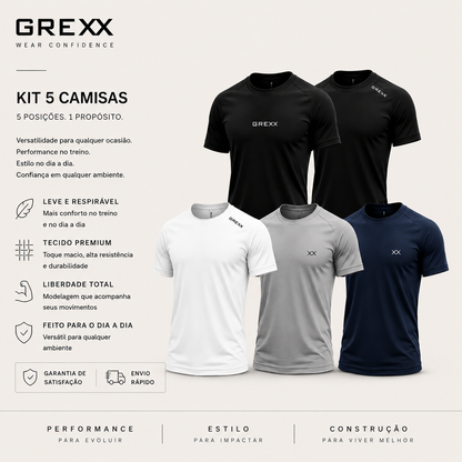 Kit 5 Camisas Dry Fit Ultra