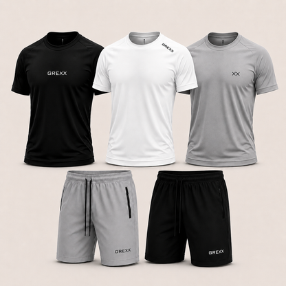 Kit 3 Camisas Dry Fit Ultra + 2 Bermudas