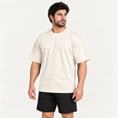 Camiseta Oversized Premium Grexx off-white — vista três quartos